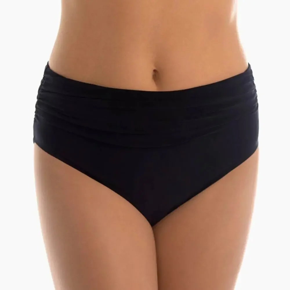 NWOT Magicsuit Black Shirred Jersey High Waist Tummy Control Bikini Bottom Sz 10